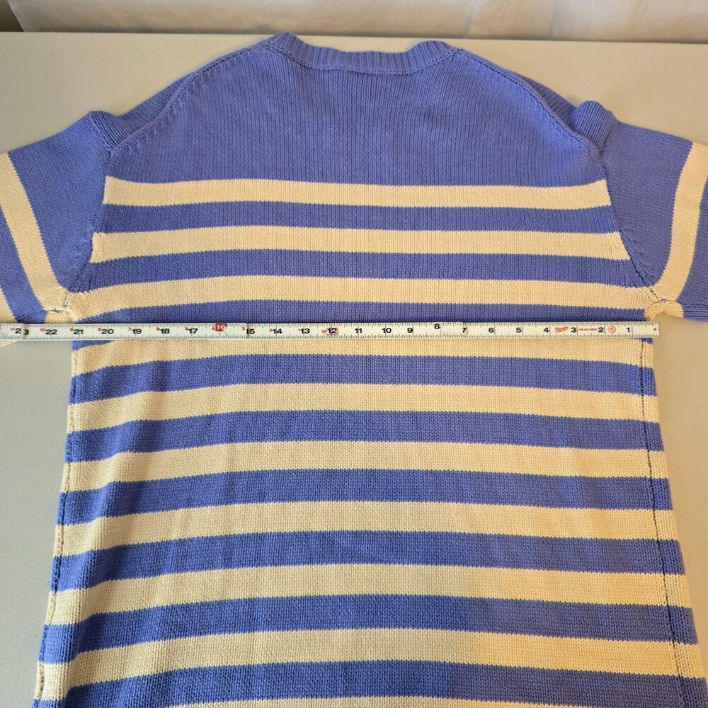 Heyson Tight Knit Sweater Women's L Purple & Light Cream Stripe Long Sleeve - Picture 12 of 16